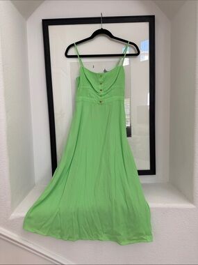 J. Crew Lime Green Maxi Dress with Button Bodice